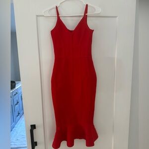 Red mermaid style midi dress